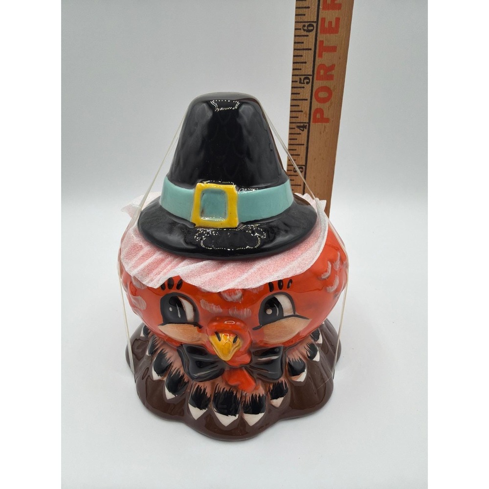 Johanna Parker Pilgrim Turkey Canister 5" Thanksgiving Fall Harvest